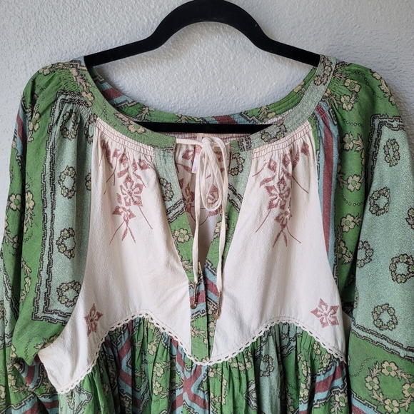 Free People Day Dreaming Boho Embroidered Mini Dress, Small, Color Lake Combo - Picture 2 of 11